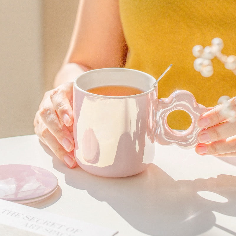 Iridescent Flower Handle Mug